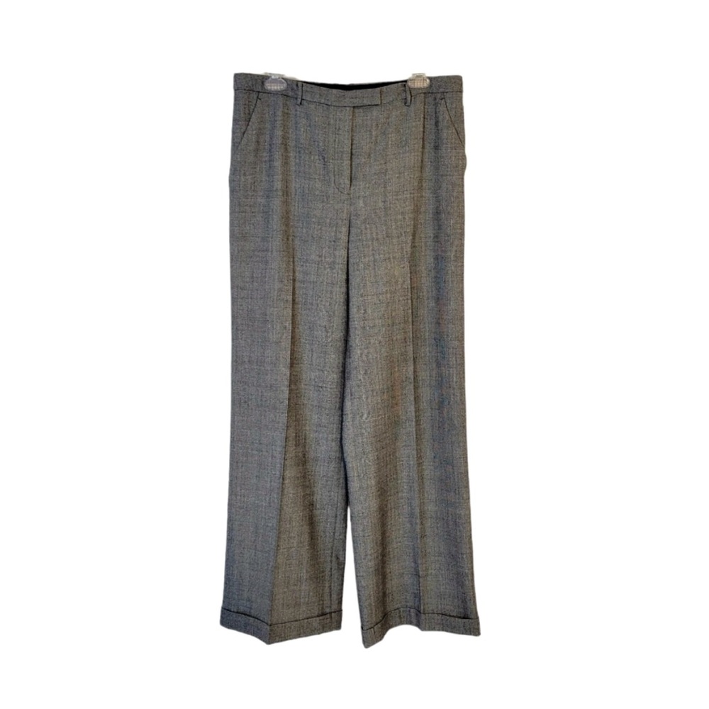 Elie Tahari Grey Wool Wide Leg Pants